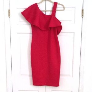 Calvin Klein Red One Shoulder Dress